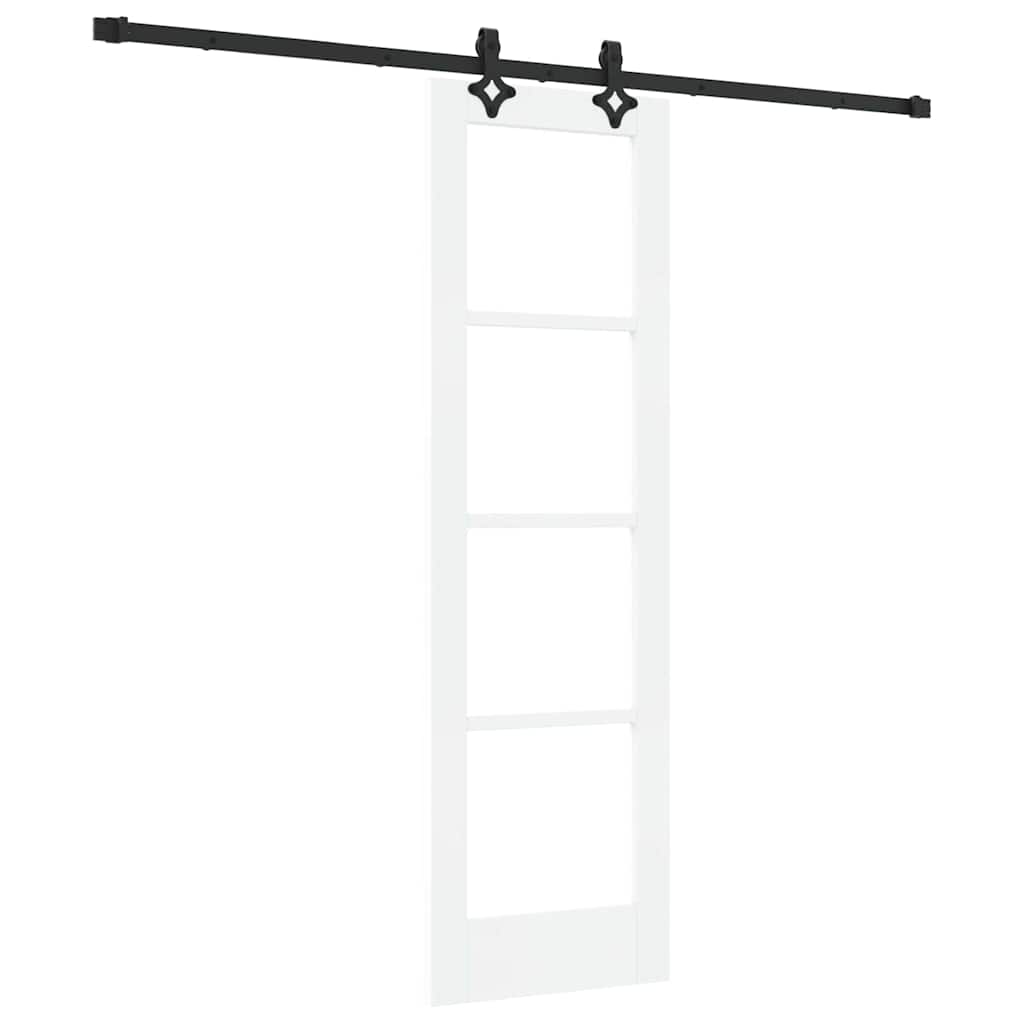 Porta Scorrevole Bianco 61 x 198,5 cm Legno Massello e Vetro