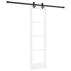 Porta Scorrevole Bianco 61 x 198,5 cm Legno Massello e Vetro