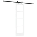 Porta Scorrevole Bianco 61 x 198,5 cm Legno Massello e Vetro