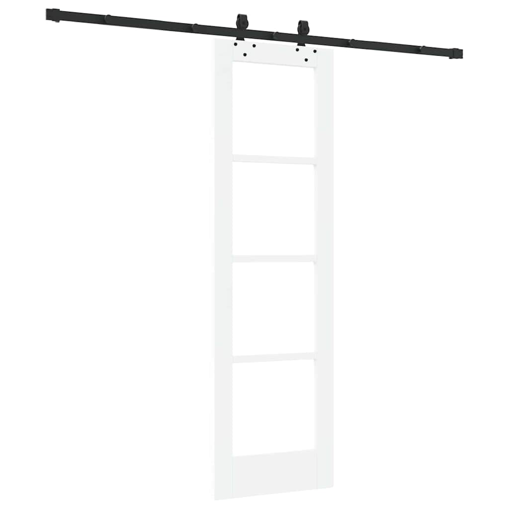Porta Scorrevole Bianco 61 x 198,5 cm Legno Massello e Vetro