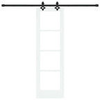 Porta Scorrevole Bianco 61 x 198,5 cm Legno Massello e Vetro
