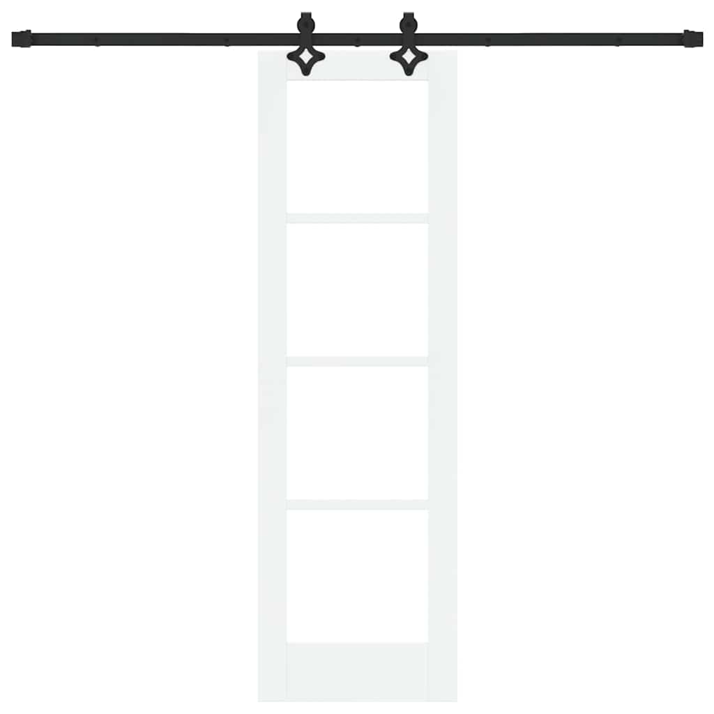 Porta Scorrevole Bianco 61 x 198,5 cm Legno Massello e Vetro