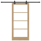 Porta scorrevole in legno massello e vetro 93 x 202 cm colore naturale