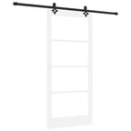Porta Scorrevole Bianco 93 x 202 cm - Legno Massello e Vetro