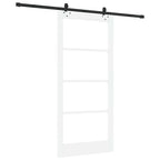 Porta Scorrevole Bianco 93 x 202 cm - Legno Massello e Vetro