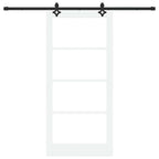 Porta Scorrevole Bianco 93 x 202 cm - Legno Massello e Vetro