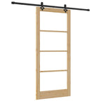 Porta Scorrevole in Legno di Pino e Vetro Naturale 93 x 211 cm