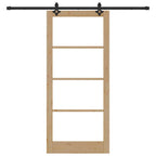Porta Scorrevole in Legno di Pino e Vetro Naturale 93 x 211 cm
