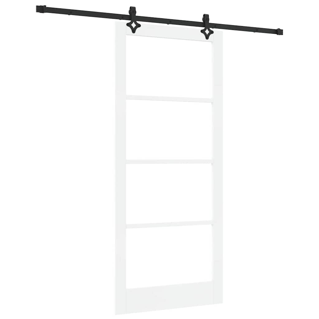 Porta Scorrevole Bianco 93 x 211 cm - Legno Massello di Pino e Vetro