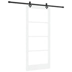 Porta Scorrevole Bianco 93 x 211 cm - Legno Massello di Pino e Vetro