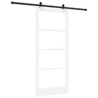 Porta Scorrevole Bianco 93 x 211 cm - Legno Massello di Pino e Vetro