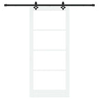 Porta Scorrevole Bianco 93 x 211 cm - Legno Massello di Pino e Vetro