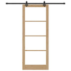 Porta Scorrevole Naturale 93 x 232 cm in Legno Massello di Pino e Vetro