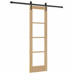 Porta Scorrevole in Legno Massello di Pino e Vetro Naturale 61 x 198,5 cm