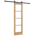 Porta Scorrevole in Legno Massello di Pino e Vetro Naturale 61 x 198,5 cm
