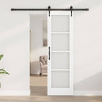Porta Scorrevole Bianco 61 x 198,5 cm - Legno Massello di Pino e Vetro