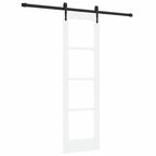 Porta Scorrevole Bianco 61 x 198,5 cm - Legno Massello di Pino e Vetro