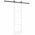 Porta Scorrevole Bianco 61 x 198,5 cm - Legno Massello di Pino e Vetro