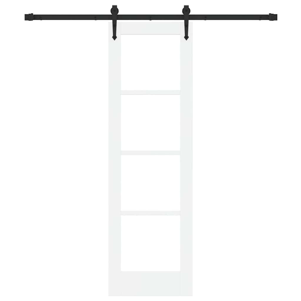 Porta Scorrevole Bianco 61 x 198,5 cm - Legno Massello di Pino e Vetro