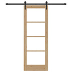 Porta Scorrevole Naturale in Legno Massello di Pino e Vetro 73,5 x 198,5 cm