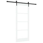 Porta Scorrevole Bianco 83 x 202 cm Legno Massello Pino e Vetro