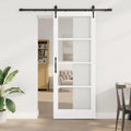 Porta Scorrevole Bianca in Legno Massello e Vetro 83 x 211 cm
