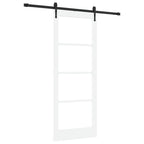 Porta Scorrevole Bianca in Legno Massello e Vetro 83 x 211 cm