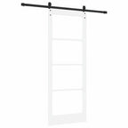 Porta Scorrevole Bianca in Legno Massello e Vetro 83 x 211 cm