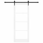 Porta Scorrevole Bianca in Legno Massello e Vetro 83 x 211 cm