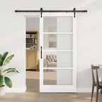 Porta Scorrevole Bianca in Legno Massello di Pino e Vetro 93 x 202 cm