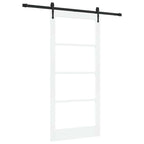 Porta Scorrevole Bianca in Legno Massello di Pino e Vetro 93 x 202 cm