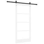 Porta Scorrevole Bianca in Legno Massello di Pino e Vetro 93 x 202 cm