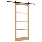 Porta Scorrevole Naturale 93 x 211 cm - Legno Massello Pino e Vetro