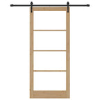 Porta Scorrevole Naturale 93 x 211 cm - Legno Massello Pino e Vetro