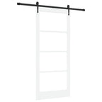 Porta Scorrevole Bianca 93 x 211 cm Legno Massello di Pino e Vetro