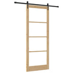 Porta Scorrevole in Legno Massello di Pino e Vetro Naturale 93 x 232 cm
