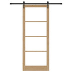 Porta Scorrevole in Legno Massello di Pino e Vetro Naturale 93 x 232 cm