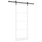 Porta Scorrevole Bianco 93 x 232 cm Legno Massello Pino e Vetro