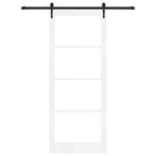 Porta Scorrevole Bianco 93 x 232 cm Legno Massello Pino e Vetro