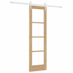 Porta Scorrevole in Legno di Pino e Vetro Naturale 61 x 198,5 cm