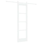Porta Scorrevole Bianco 61 x 198,5 cm Legno Pino e Vetro