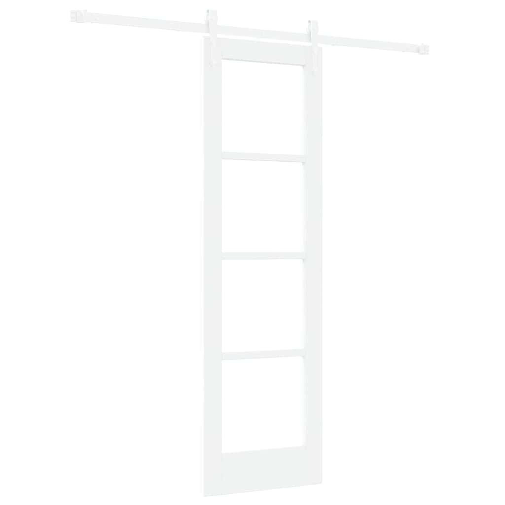 Porta Scorrevole Bianco 61 x 198,5 cm Legno Pino e Vetro