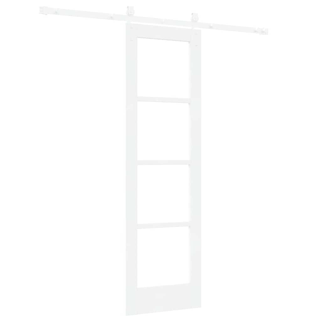 Porta Scorrevole Bianco 61 x 198,5 cm Legno Pino e Vetro