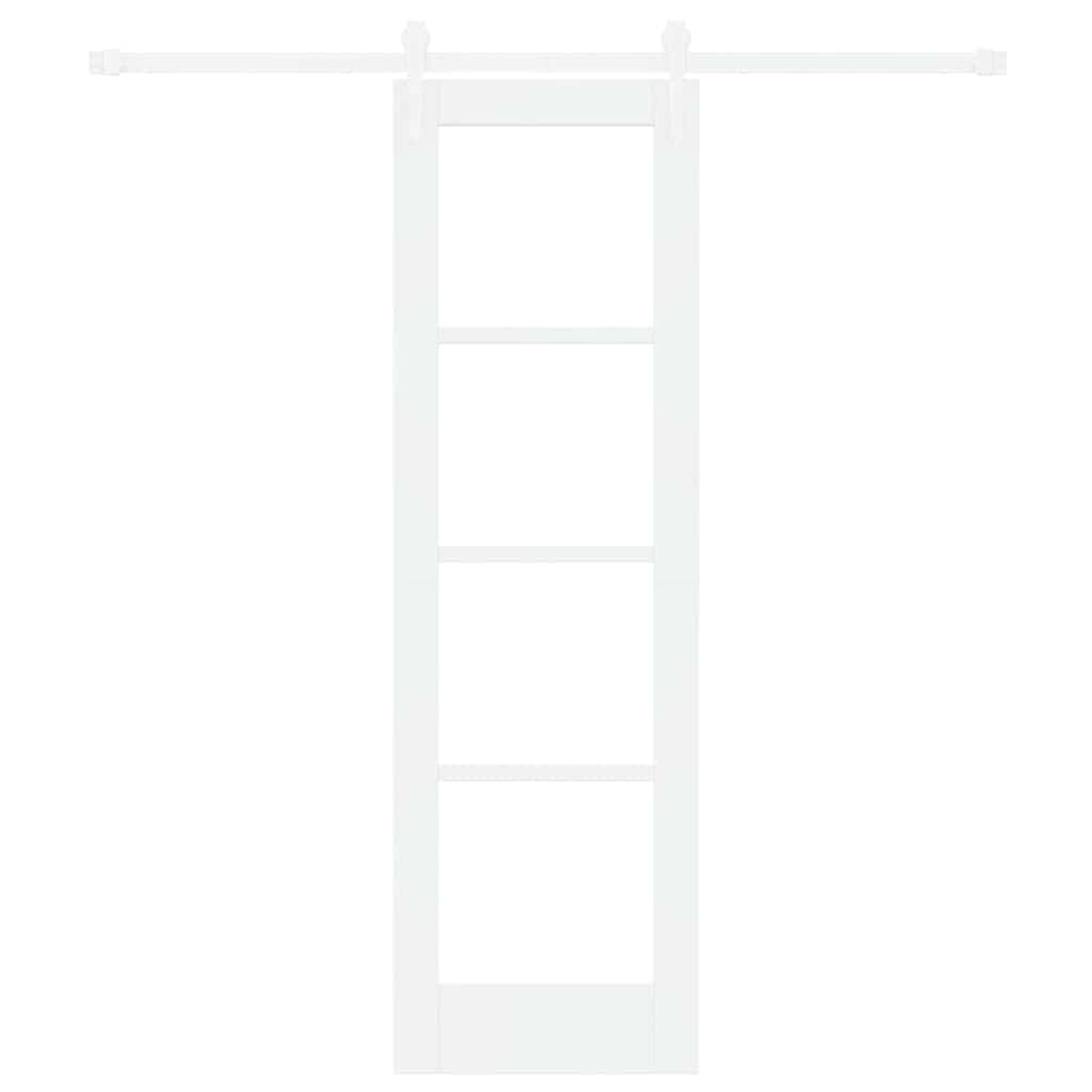 Porta Scorrevole Bianco 61 x 198,5 cm Legno Pino e Vetro
