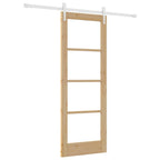 Porta Scorrevole Legno Massello Pino e Vetro Naturale 73,5 x 198,5 cm