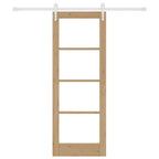 Porta Scorrevole Legno Massello Pino e Vetro Naturale 73,5 x 198,5 cm
