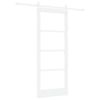 Porta Scorrevole Bianco 83 x 202 cm Legno Massello Pino e Vetro