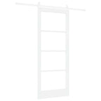 Porta Scorrevole Bianco 83 x 202 cm Legno Massello Pino e Vetro