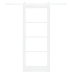 Porta Scorrevole Bianco 83 x 202 cm Legno Massello Pino e Vetro