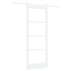 Porta Scorrevole Bianca in Legno Massello di Pino e Vetro 83 x 211 cm